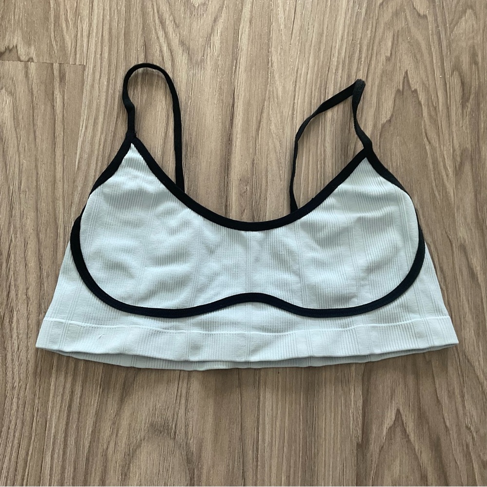 Intimately Free People FP Powder Blue, Black Trim Ribbed Bralette Size M/L